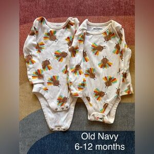 Old Navy Baby Bodysuit with Colorful Turkey Print (bundle of 2)